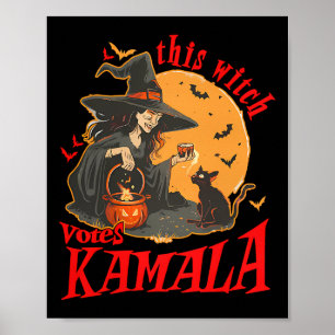 Deze heks stemt Kamala Witchy Halloween Feminist Poster