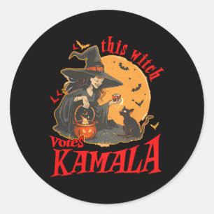 Deze heks stemt Kamala Witchy Halloween Feminist Ronde Sticker