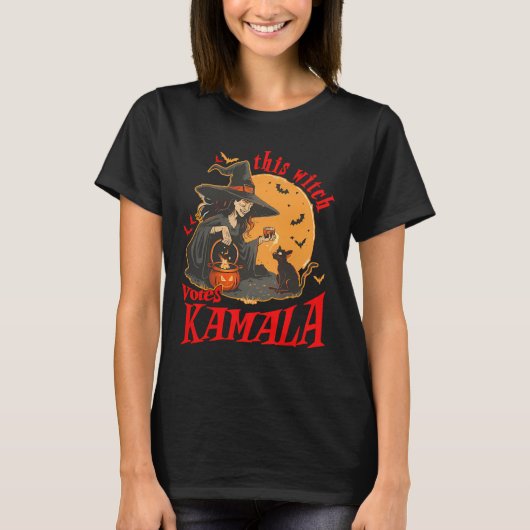 Deze heks stemt Kamala Witchy Halloween Feminist T-shirt (Voorkant)