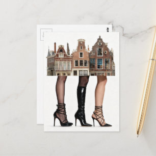 Deze huizen hebben collage met benen briefkaart
