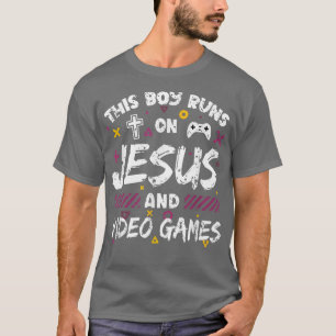 Deze jongen draait op Jezus en Videogames Gaming C T-shirt