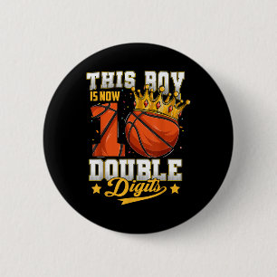 Deze jongen dubbelcijfert tien basketbal 10 jaar o ronde button 5,7 cm
