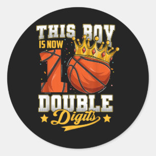 Deze jongen dubbelcijfert tien basketbal 10 jaar o ronde sticker
