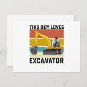 Deze jongen houdt van graafmachine briefkaart (Voorkant / Achterkant)