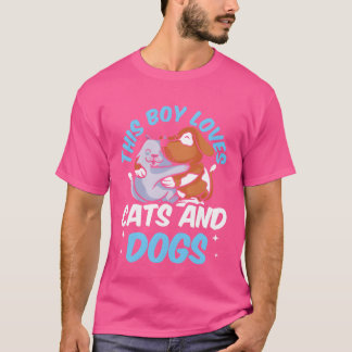Deze jongen houdt van honden en katten Hondenliefh T-shirt