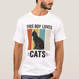 Deze Jongen Houdt Van Katten Retro Kattenliefhebbe T-shirt