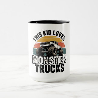 Deze jongen houdt van monstertrucks mok