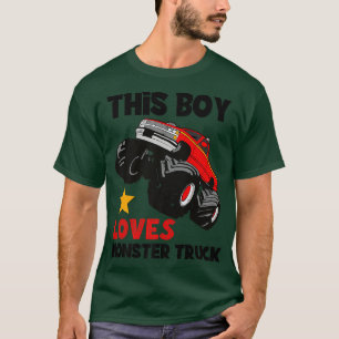 Deze jongen houdt van monstervrachtwagens grappige t-shirt