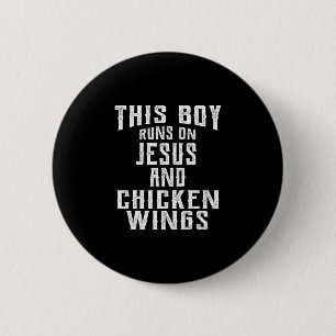 Deze jongen loopt op Jezus en kippenvleugels ontwe Ronde Button 5,7 Cm