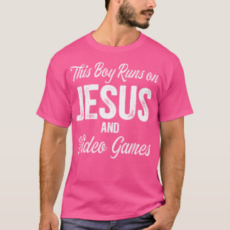 Deze jongen loopt op Jezus en Videogames T-shirt