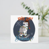 Deze kat gelooft in kerstkaarten bedankkaart (Staand voorkant)