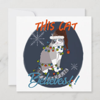 Deze kat gelooft in kerstkaarten bedankkaart