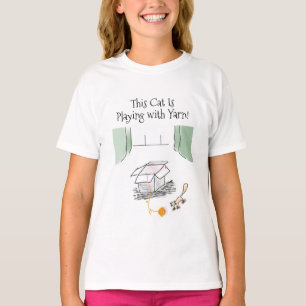 "Deze Kat Is" Tekenfilmserie met garen spelen T-shirt