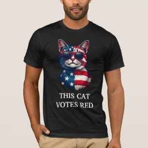 Deze kat stemt op rood President Trump vlag patrio T-shirt