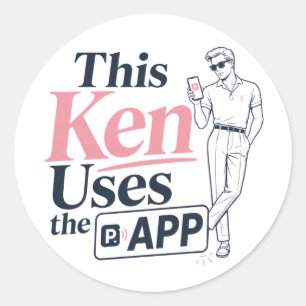 Deze Ken gebruikt de app Ronde Sticker