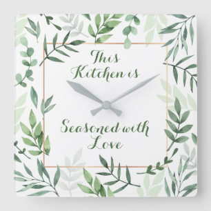 Deze keuken is gekruid met Love Wall Clock Vierkante Klok