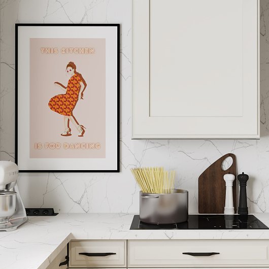 Deze keuken is voor het dansen van Oranje Poster