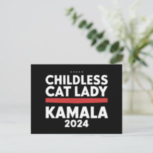 Deze kinderloze kattendame stemt Kamala 2024 Briefkaart