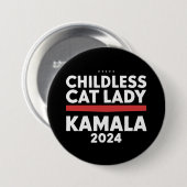 Deze kinderloze kattendame stemt Kamala 2024 Ronde Button 7,6 Cm (Voorkant /achterkant)