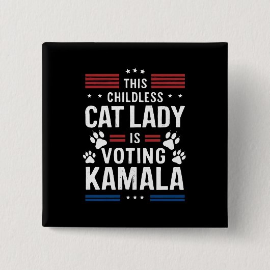 Deze kinderloze kattendame stemt Kamala 2024 Vierkante Button 5,1 Cm (Voorkant)