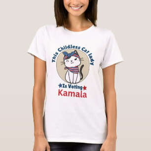 Deze kinderloze kattendame stemt Kamala T-shirt