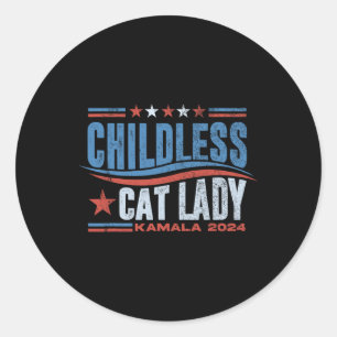Deze kinderloze kattendame stemt Kamala-verkiezing Ronde Sticker