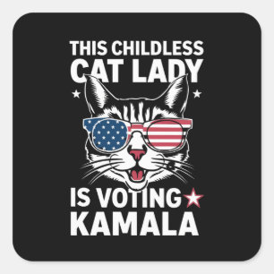 Deze kinderloze kattendame stemt Kamala-verkiezing Vierkante Sticker