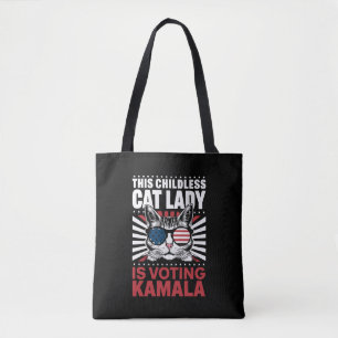 Deze kinderloze kattenvrouw stemt Kamala 2024 Draagtas