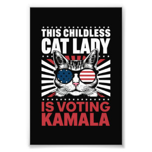 Deze kinderloze kattenvrouw stemt Kamala 2024 Foto Afdruk