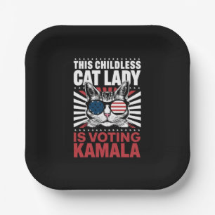 Deze kinderloze kattenvrouw stemt Kamala 2024 Papieren Bordje