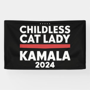 Deze kinderloze kattenvrouw stemt Kamala 2024 Spandoek