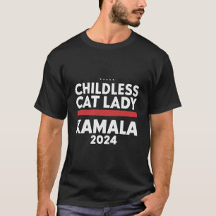 Deze kinderloze kattenvrouw stemt Kamala 2024 T-shirt