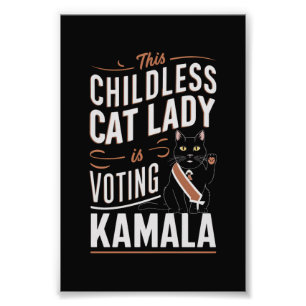 Deze kinderloze kattenvrouw stemt op Kamala Foto Afdruk
