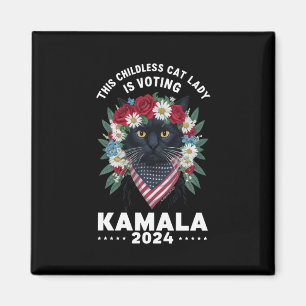 Deze kinderloze kattenvrouw stemt op Kamala Magneet