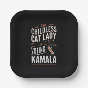 Deze kinderloze kattenvrouw stemt op Kamala Papieren Bordje