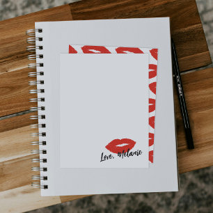 Deze Kiss Script Stationery Note Kaart - Rood Notitiekaartje