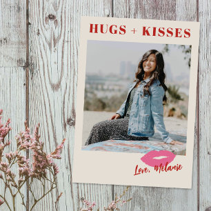 Deze Kiss Script Valentijnsdag Fotokaart - Roze Feestdagenkaart