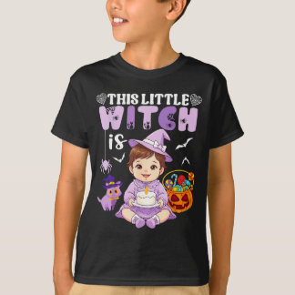 Deze kleine heks is 1 jaar verjaardag halloween t-shirt
