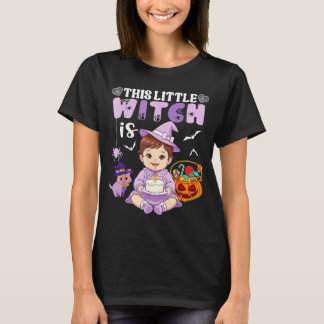 Deze kleine heks is 1 jaar verjaardag halloween t-shirt