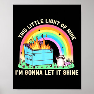 Deze kleine licht van wasbeer vuilnisbak brand mem poster