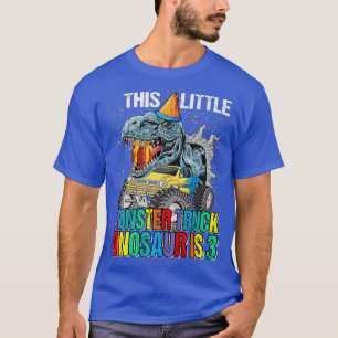 Deze kleine monster Truck Dinosaur is 3de verjaard T-shirt