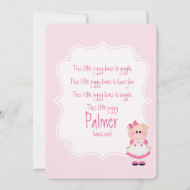 "Deze kleine piggy" nodigt eerste verjaardag uit Kaart