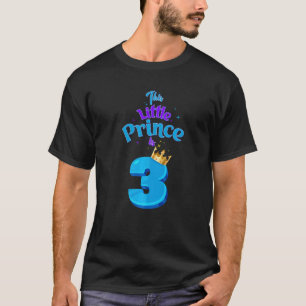Deze kleine prins is 3 verjaardag koning 3 jaar ou t-shirt