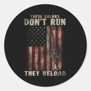 Deze kleuren lopen niet leeg, ze herladen, wapens ronde sticker