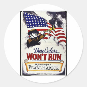 Deze kleuren lopen niet, Pearl Harbour Ronde Sticker