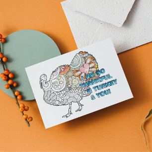 Deze kleurrijke Thanksgiving Turkije personalisere Briefkaart