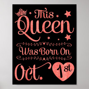 Deze koningin is geboren op 1 okt verjaardag poster