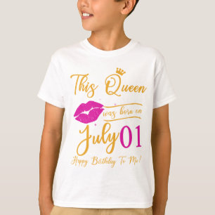 Deze koningin werd in juli gelukkig geboren op mij t-shirt