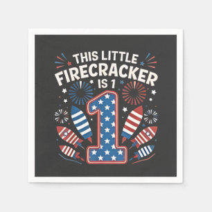 Deze Little Firecracker is 1 Verjaardag 4 juli Servet