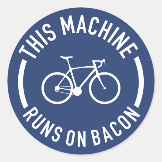 Deze machine draait op Bacon Ronde Sticker (Voorkant)